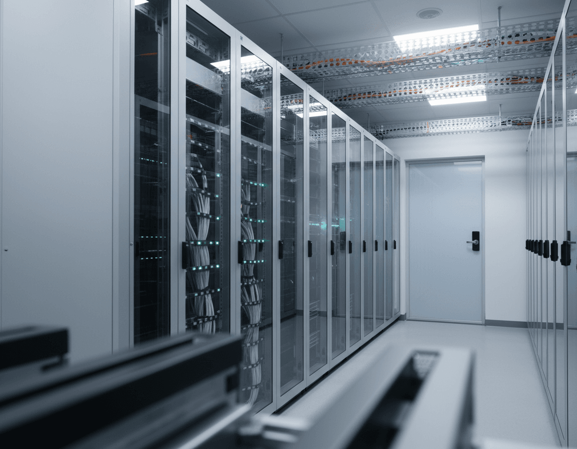 High-density infrastructure detailing with structured cabling.